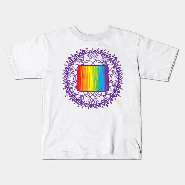 Wyoming Mandala Pride Kids T-Shirt by Manfish Inc.